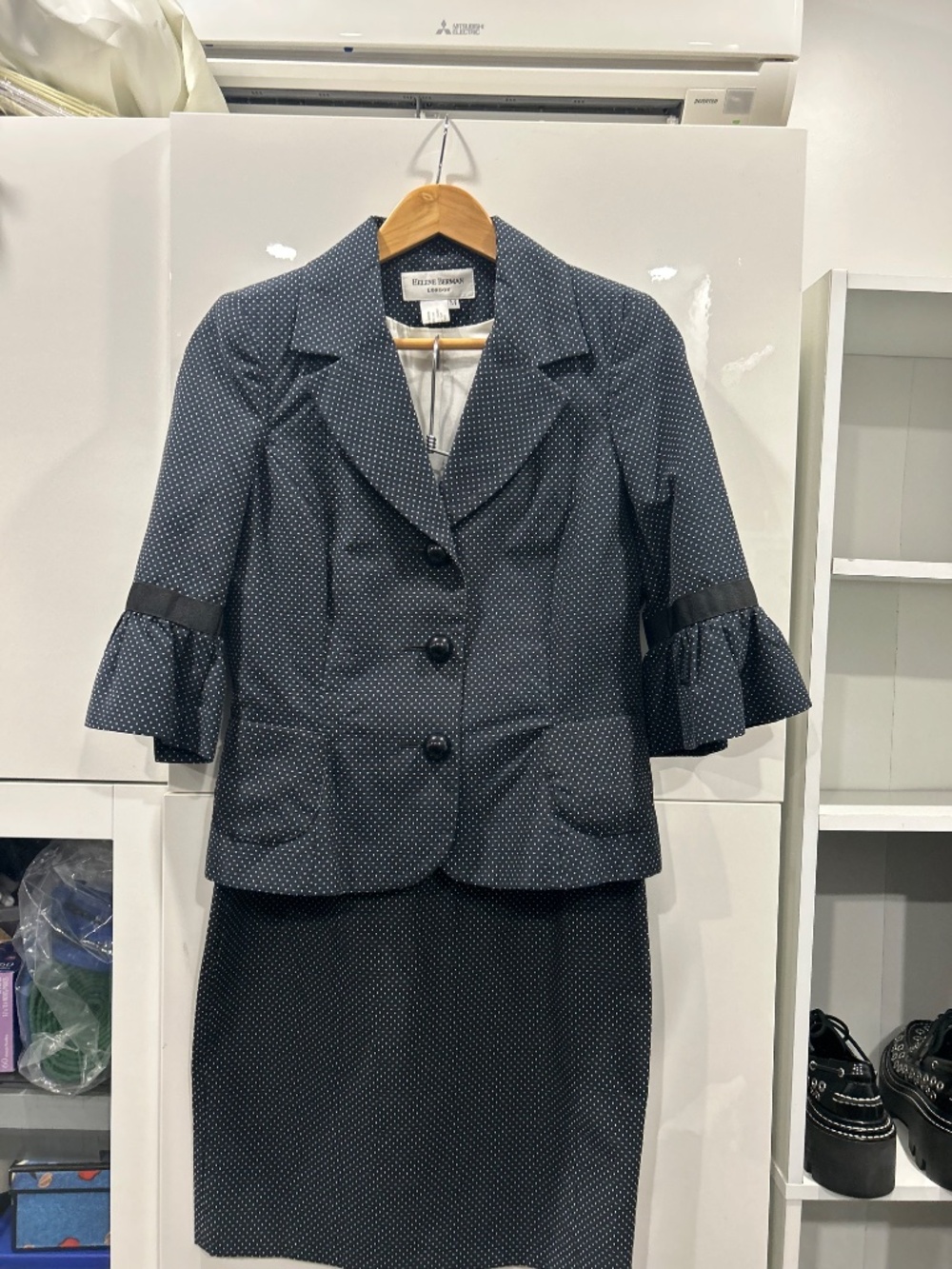 Y2K Pretty Polka Dot Suit with Ruffle sleeve and oversized button details